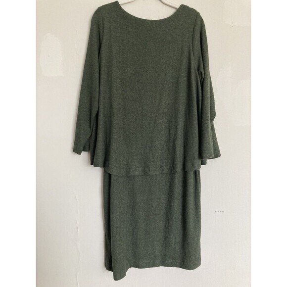 NEW Nally & Millie Soft Layered Dress XL Long Sleeve Dark Forest Green - Picture 9 of 9